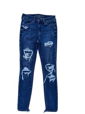 American Eagle Outfitters Navy Blue Ripped Skinny Jeans